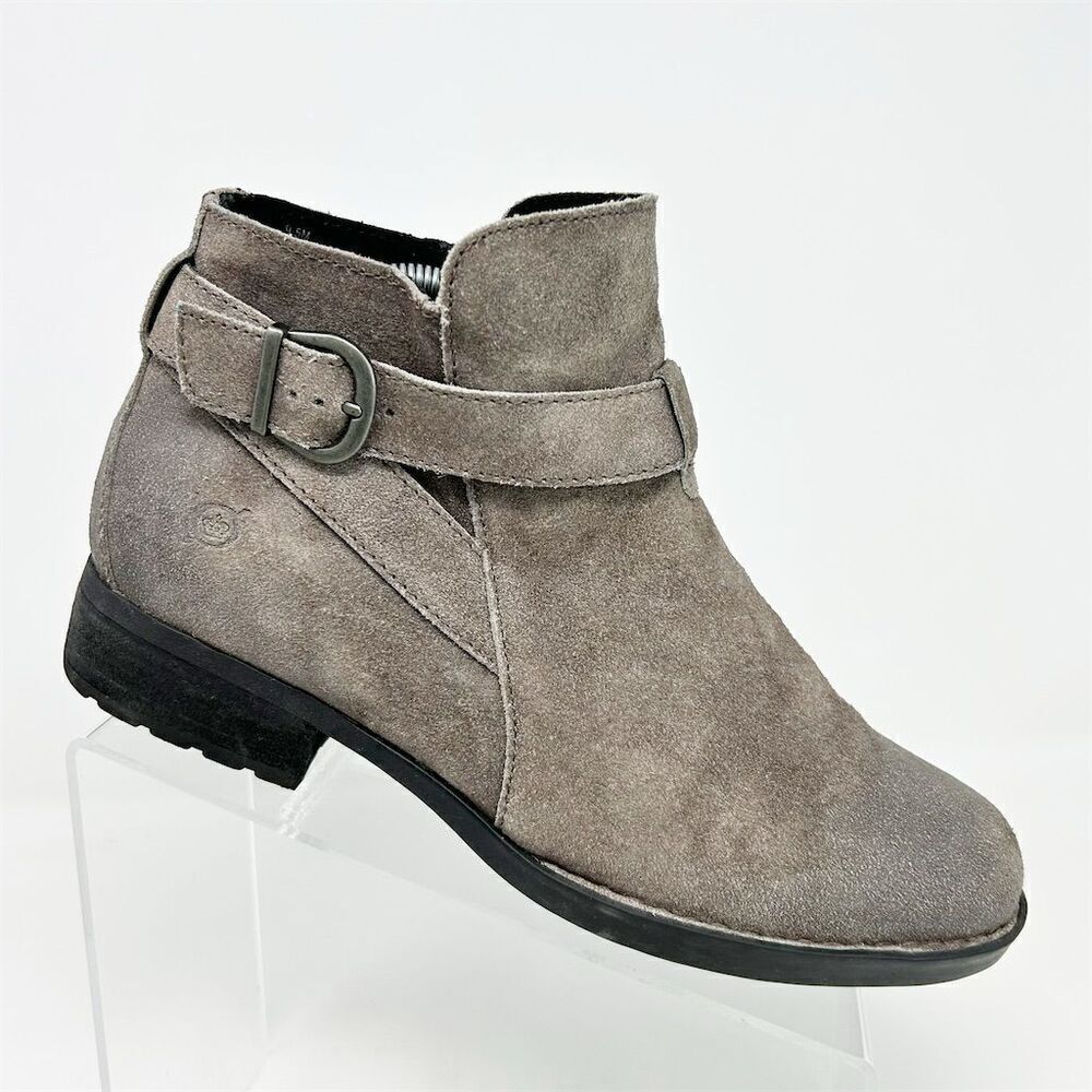 Born Jorgette Women's Gray Suede Ankle Boots Size 9.5 Casual Chic Fall Comfort